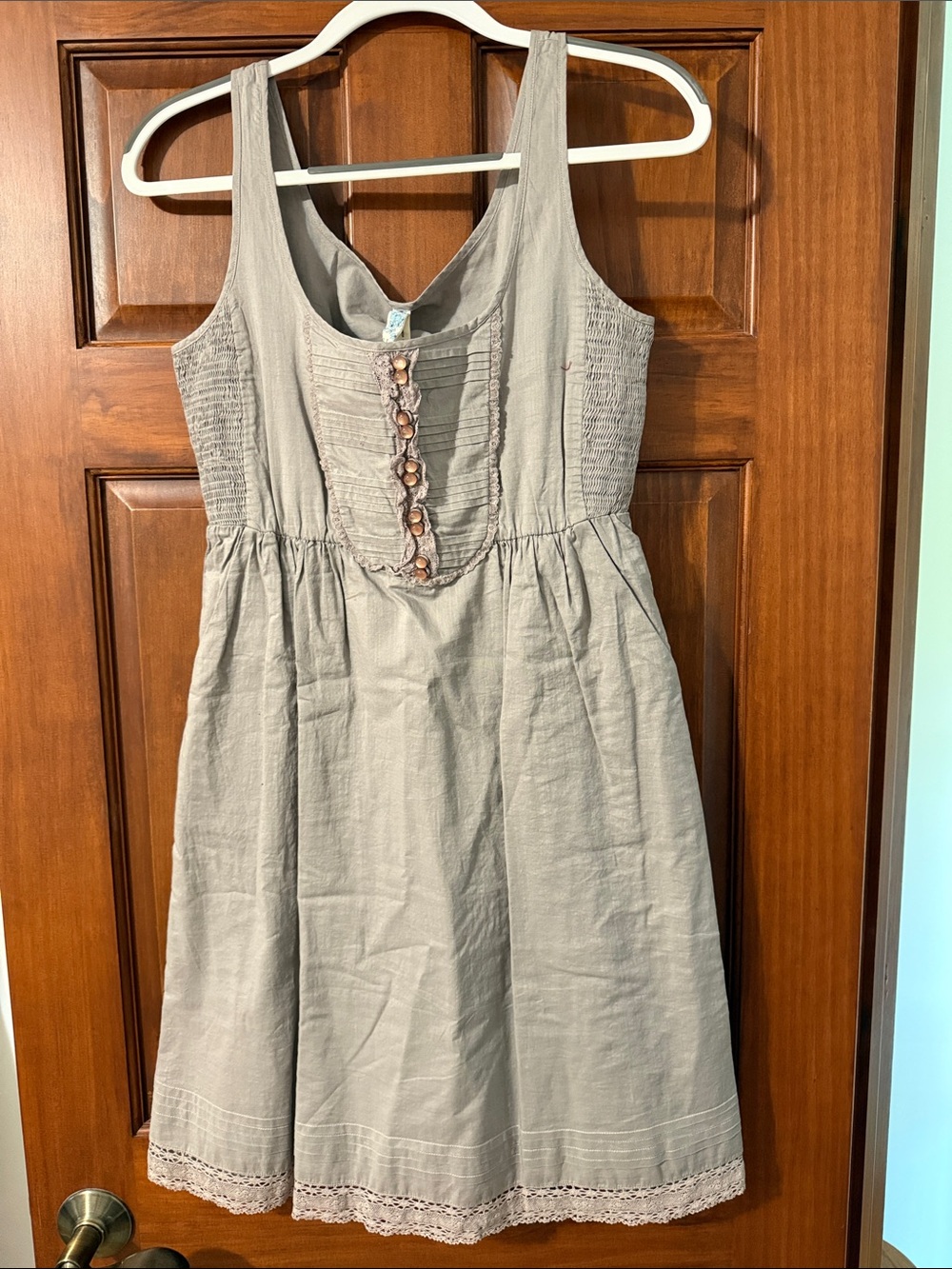 Maeve Gray Mini Dress with Button Front